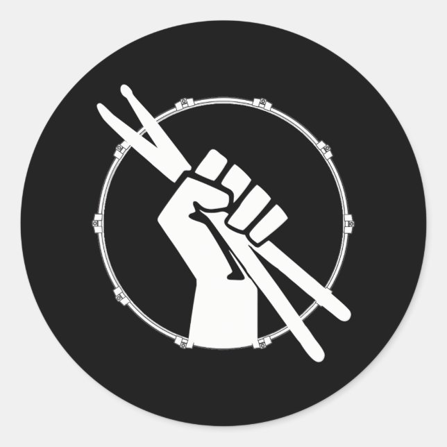 Pegatina Redonda Músico de tambores que ama los tambores (Anverso)