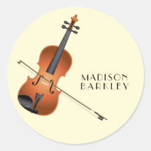 Pegatina Redonda Músico de Viola Violin Music Teacher