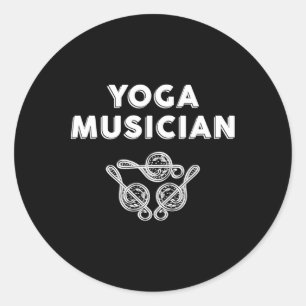 Pegatina Redonda Músico de Yoga Clave de Sol Zen Teoría de la Músic
