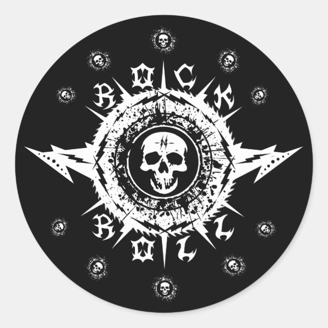 Pegatina Redonda Músico Guitarista Funda de instrumentos Rock Banda (Anverso)