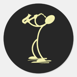 Pegatina Redonda Músico saxofón de saxofón Jazz
