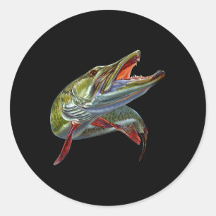 Pegatina Redonda Muskie Hunter Musky Fisher Lure Fly Fishing Nov