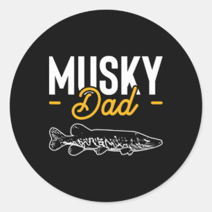 Pegatina Redonda Musky Dad Day Musky Muskellune Pike Fish