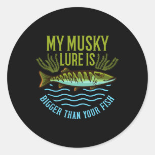 Pegatina Redonda Musky Fishing Gift Muskie Lure Muskellunge