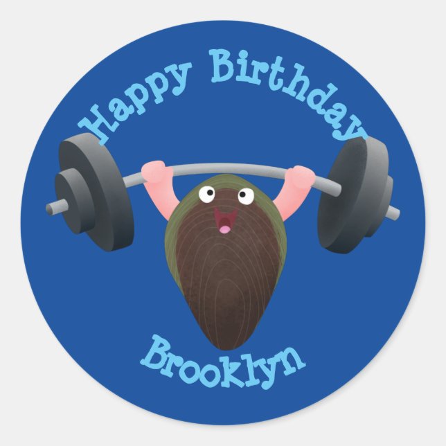 Pegatina Redonda Mussel divertida trabajando en la clínica de ilust (Anverso)