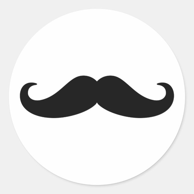 Pegatina Redonda Mustache Beard (Anverso)