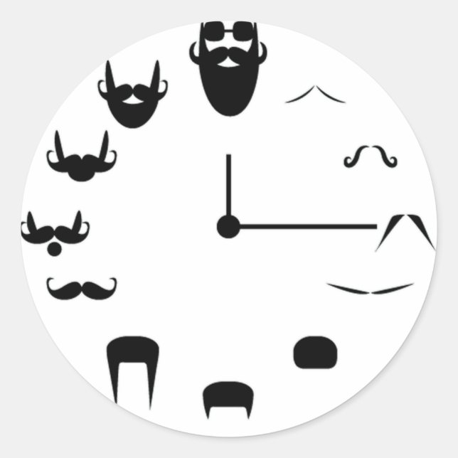 Pegatina Redonda Mustache Clockface (Anverso)