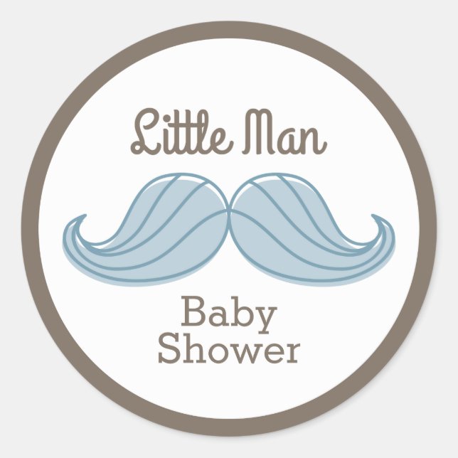 Pegatina Redonda Mustache Little Man (Anverso)