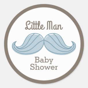 Pegatina Redonda Mustache Little Man