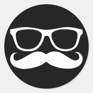 Pegatina Redonda Mustache Nerd