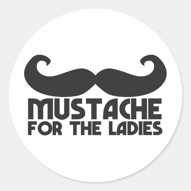 Pegatina Redonda Mustache para las damas (Anverso)