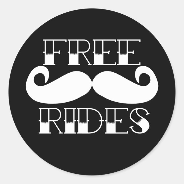 Pegatina Redonda Mustache Rides gratis (Anverso)