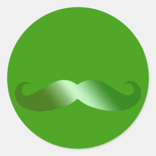 Pegatina Redonda Mustache verde