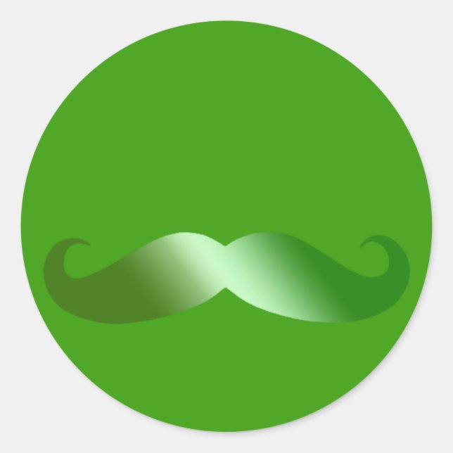 Pegatina Redonda Mustache verde (Anverso)
