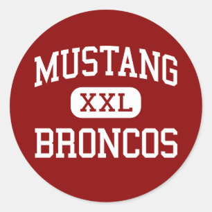Pegatina Redonda Mustang - Broncos - Escuela Secundaria - Mustang O