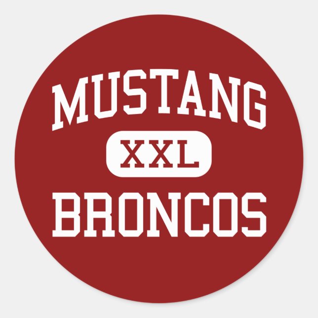 Pegatina Redonda Mustang - Broncos - Escuela Secundaria - Mustang O (Anverso)