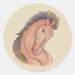 Pegatina Redonda Mustang Horse