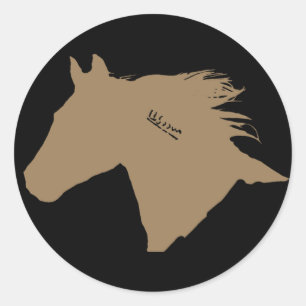 Pegatina Redonda Mustang Horse Head