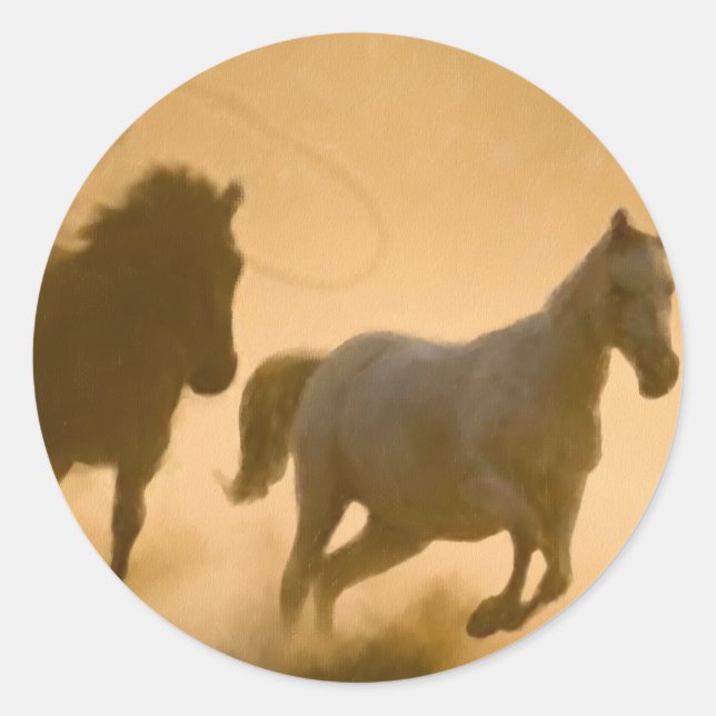 Pegatina Redonda Mustang Roundup (Anverso)