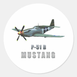 Pegatina Redonda Mustango de P-51 B