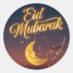 Pegatina Redonda Musulmán Eid Mubarak personalizado