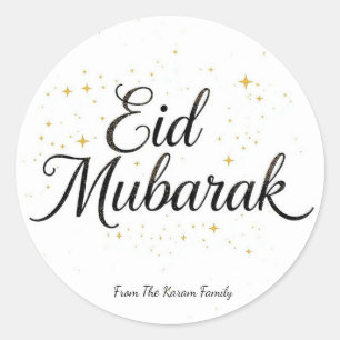 Pegatina Redonda Musulmán Eid Mubarak personalizado