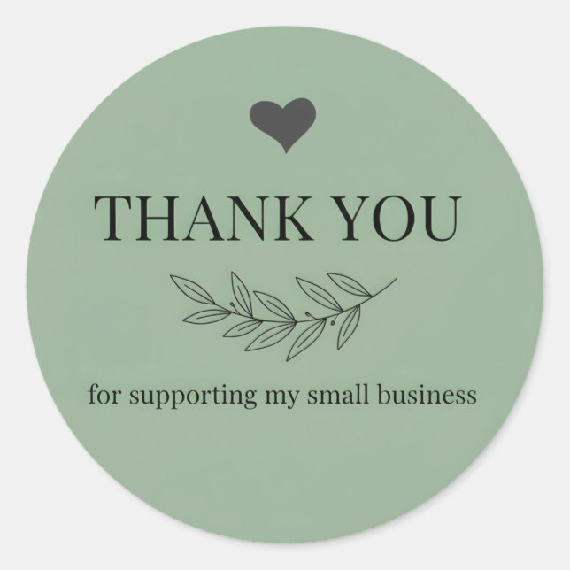 Pegatina Redonda Muted Green Thank You Business Sticker  (Anverso)