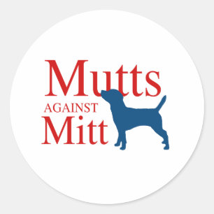 Pegatina Redonda Mutts contra Mitt