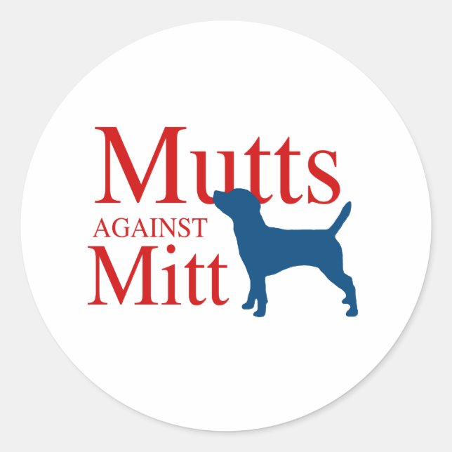 Pegatina Redonda Mutts contra Mitt (Anverso)