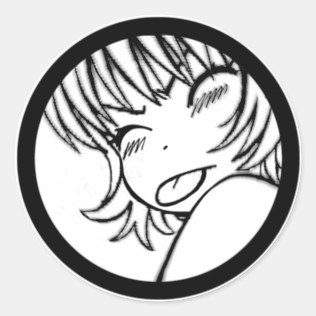 Pegatina Redonda muuhh - anime lindo - kawaii >_< (Anverso)