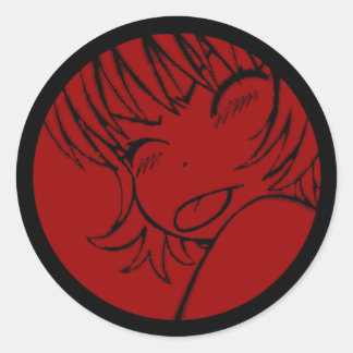 Pegatina Redonda muuhh - anime lindo - kawaii >_< rojo