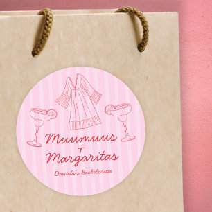 Pegatina Redonda Muumuus y Margaritas Rosa y Rojo Despedida de Solt