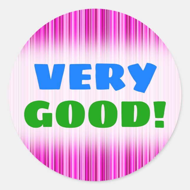 Pegatina Redonda ¡MUY BUENO! + Patrón de bandas delgadas magenta y  (Anverso)