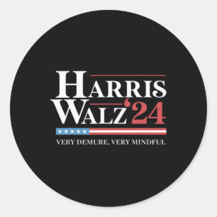 Pegatina Redonda Muy Demure Muy Consciente Kamala Harris Wheimer 20