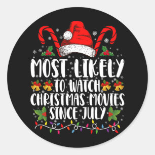 Pegatina Redonda Muy Probablemente Vea Películas Navideñas Desde Ju