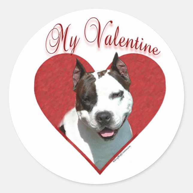 Pegatina Redonda My AmStaff Valentine (Anverso)