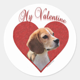 Pegatina Redonda My Beagle Valentine