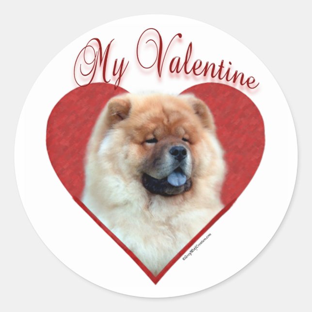 Pegatina Redonda My Chow Chow Valentine (Anverso)