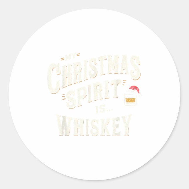 Pegatina Redonda My Christmas Srit Is Whiskey Funny Xmas Whisky Dri (Anverso)