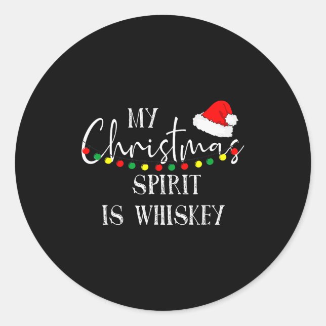 Pegatina Redonda My Christmas Srit Is Whiskey Liquor Drinker Christ (Anverso)