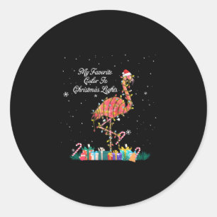 Pegatina Redonda My Favorite Is Christmas Lights Costume Flamingo