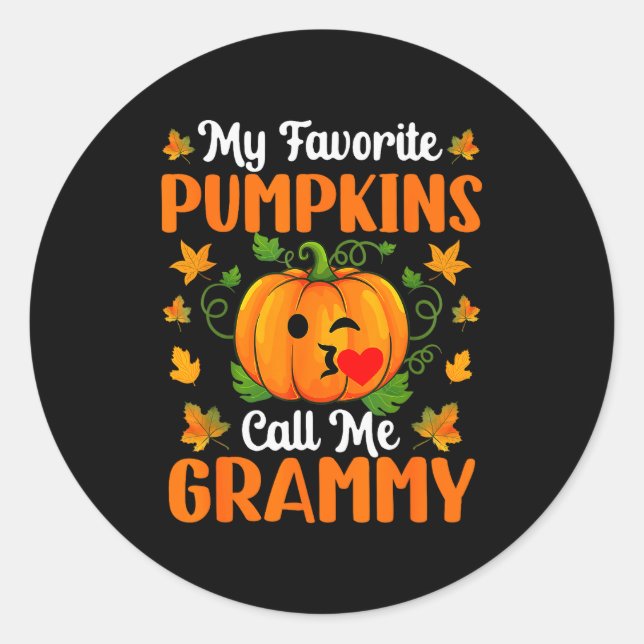 Pegatina Redonda My Favorite Pumpkins Call Me Grammy Shirt Funny Ha (Anverso)
