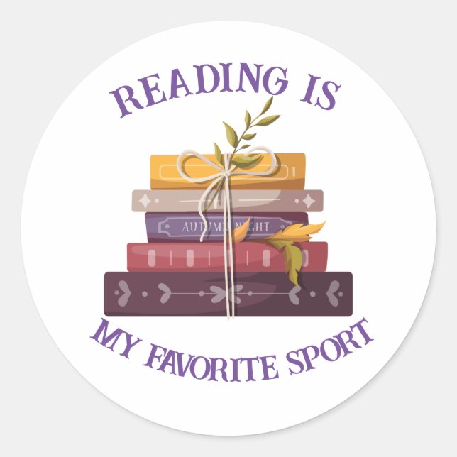 Pegatina Redonda My favorite sport is reading (Anverso)