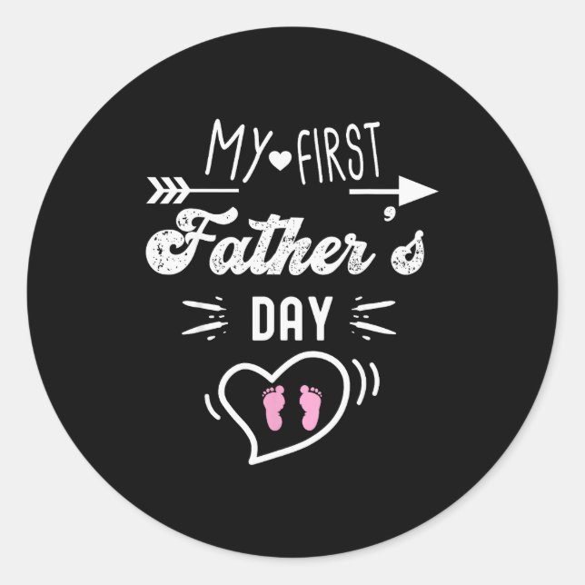 Pegatina Redonda My First Father's Day First Time Daddy New Dad Mat (Anverso)