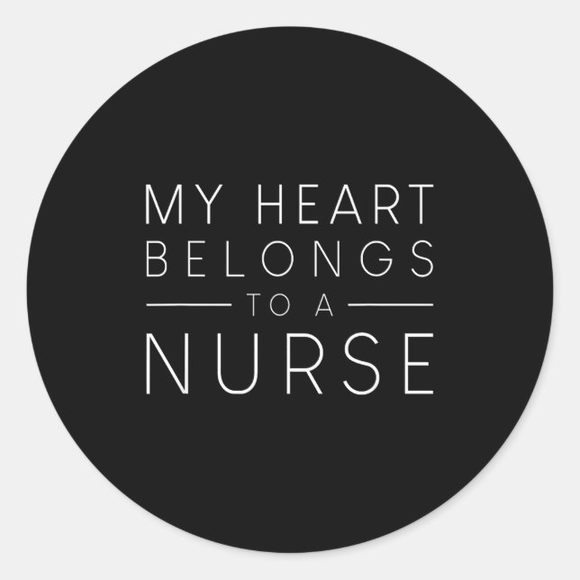 Pegatina Redonda My Heart Belongs To A Nurse Valentine Love Rn Nurs (Anverso)