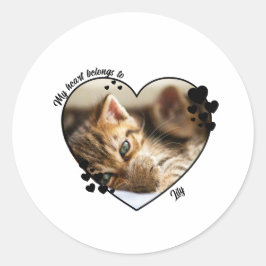 Pegatina Redonda My heart belongs to customized cat T-Shirt