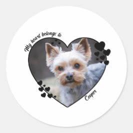 Pegatina Redonda My heart belongs to customized dog T-Shirt