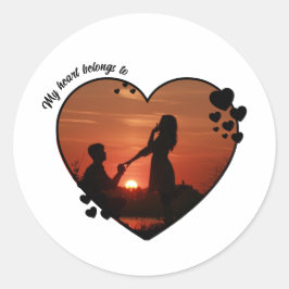 Pegatina Redonda My heart belongs to customized wife anniversary 