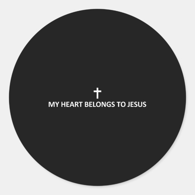Pegatina Redonda My Heart Belongs To Jesus Subtle Minimal Christian (Anverso)
