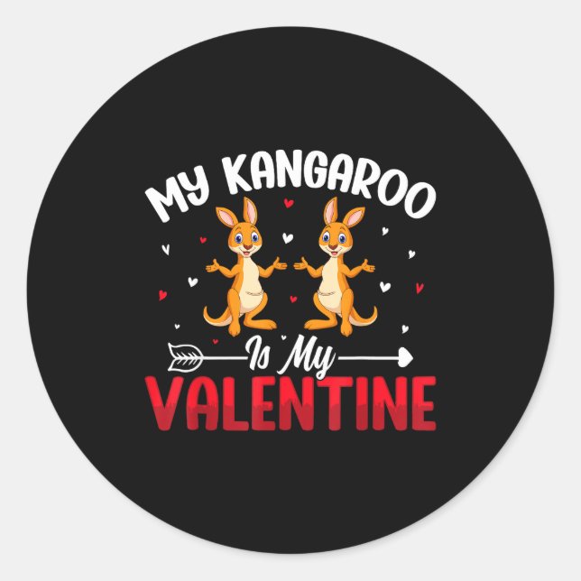 Pegatina Redonda My Kangaroo Is My Valentine - Animal Lovers Valent (Anverso)